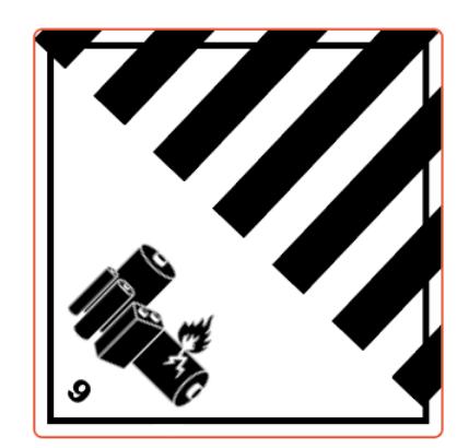 100x100mm Class 9 Lithium Battery Warning Label, Roll of 250