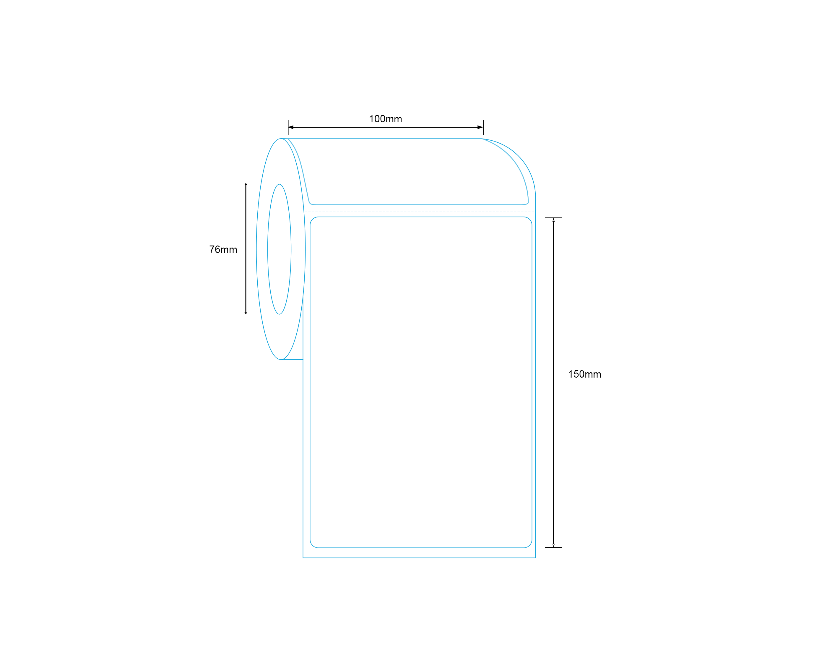 Direct Thermal Label 100 x 150mm 76mm core 1000 Per Roll