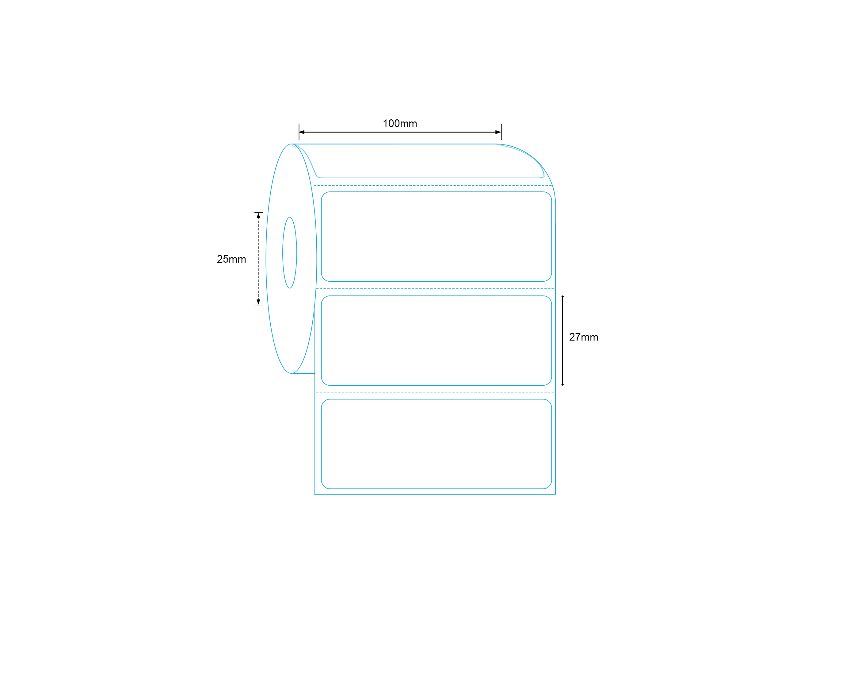 Direct Thermal Label 100 x 27mm 1200 Barcode Labels