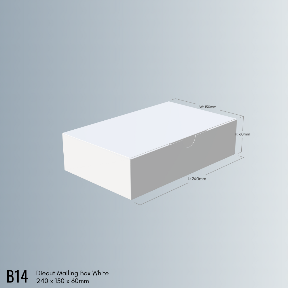 240 x 150 x 60mm Diecut White Mailing Box B14