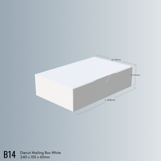 240 x 150 x 60mm Diecut White Mailing Box B14
