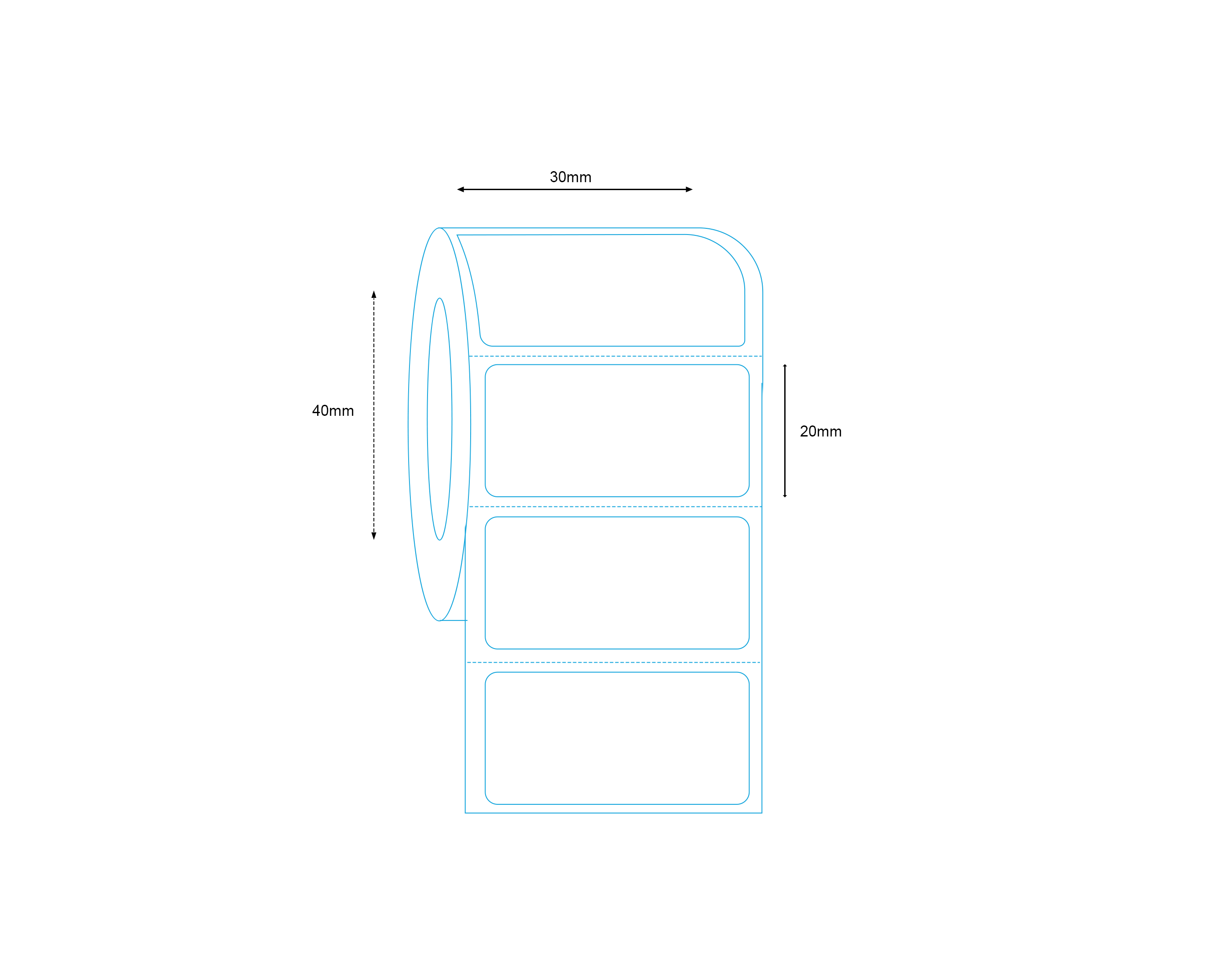 Direct Thermal Label 30mm x 20mm 1500 Labels per Roll