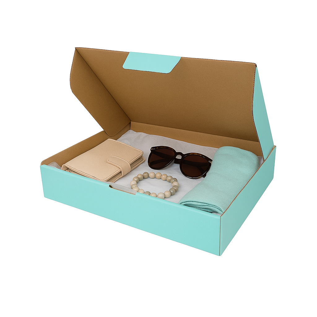 310 x 250 x 50mm Die cut Mint Blue Mailing Box B384