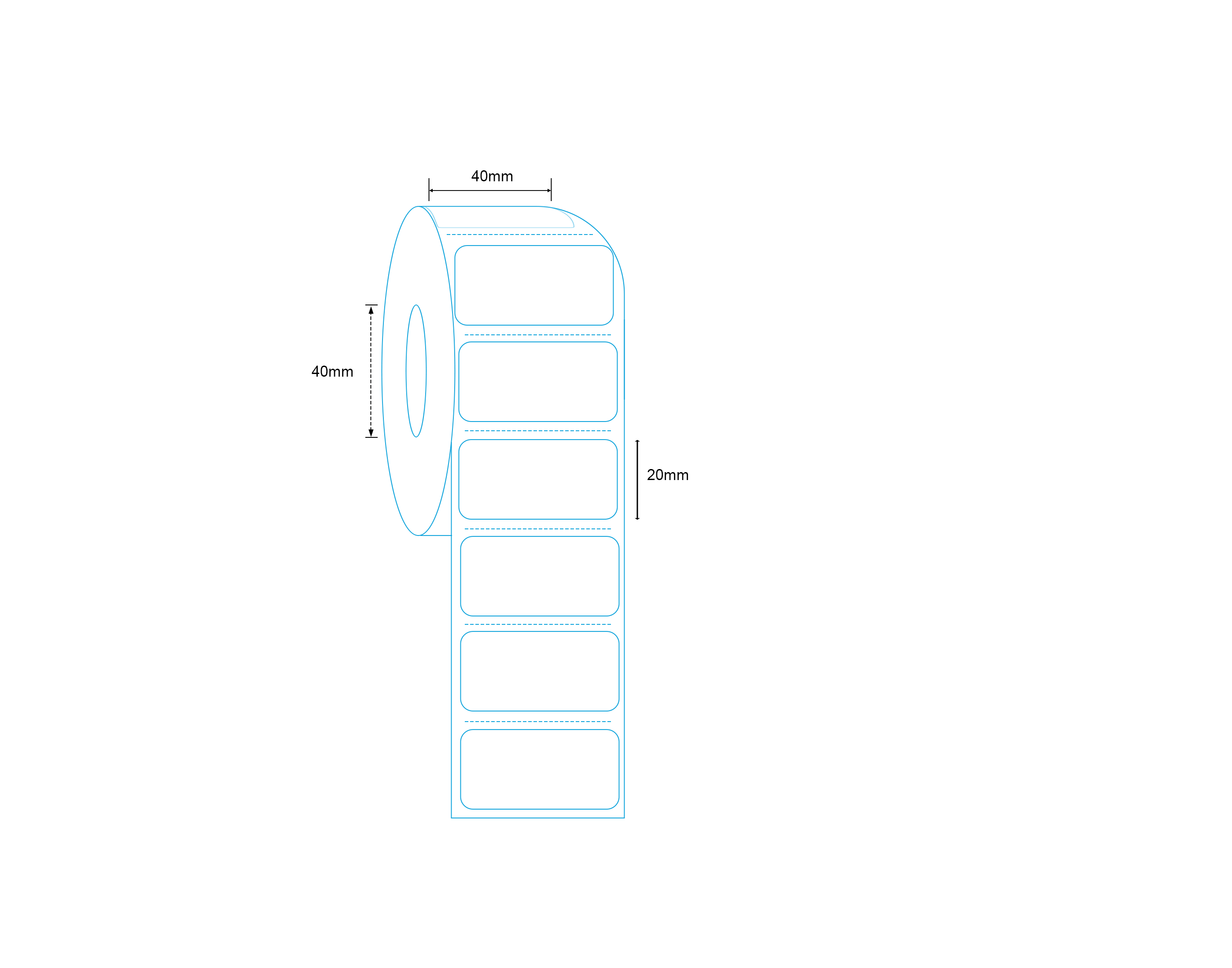 Direct Thermal Label 40mm x 20mm 1500 Labels per Roll