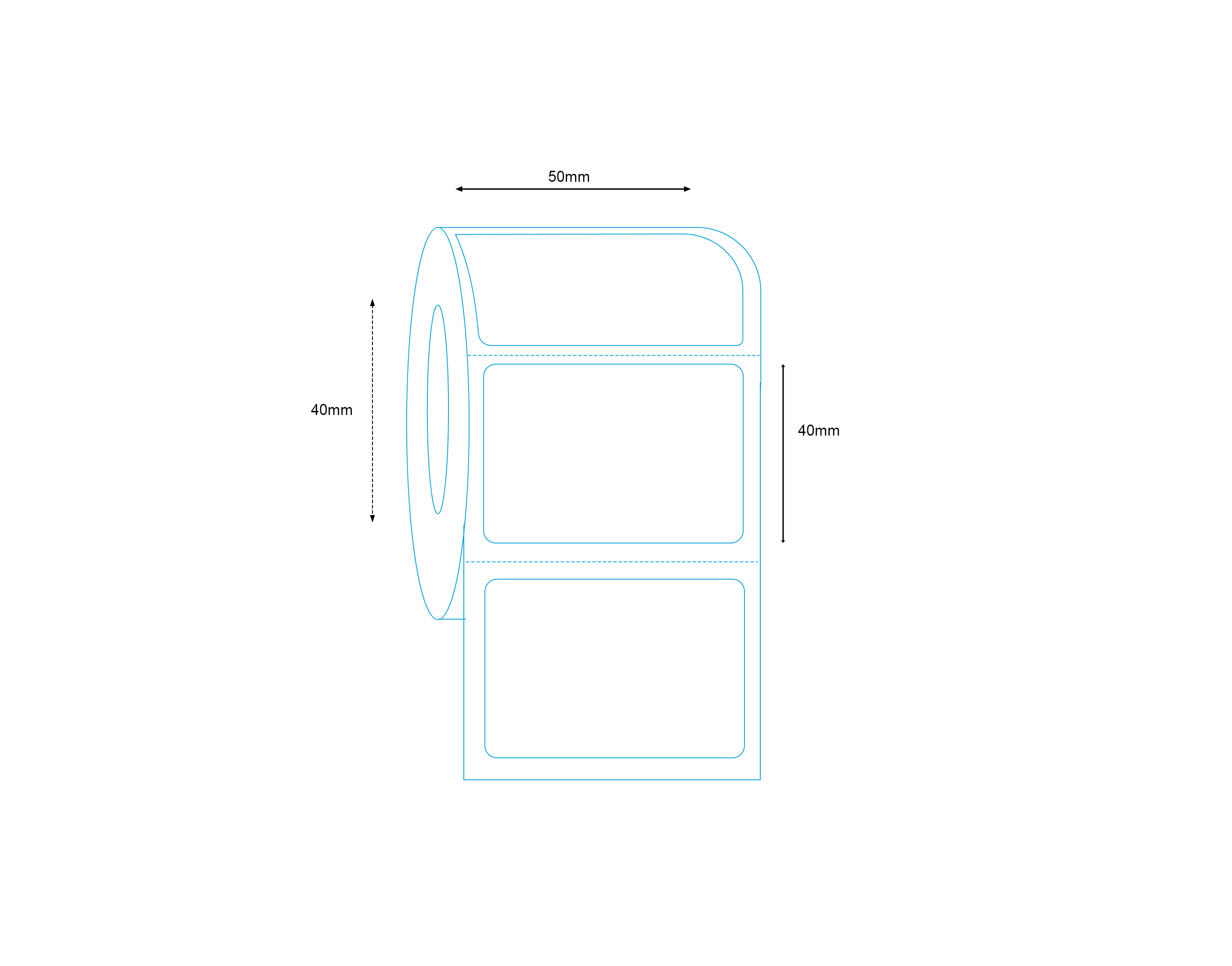 Direct Thermal Label 50mm x 40mm 600 Labels per Roll
