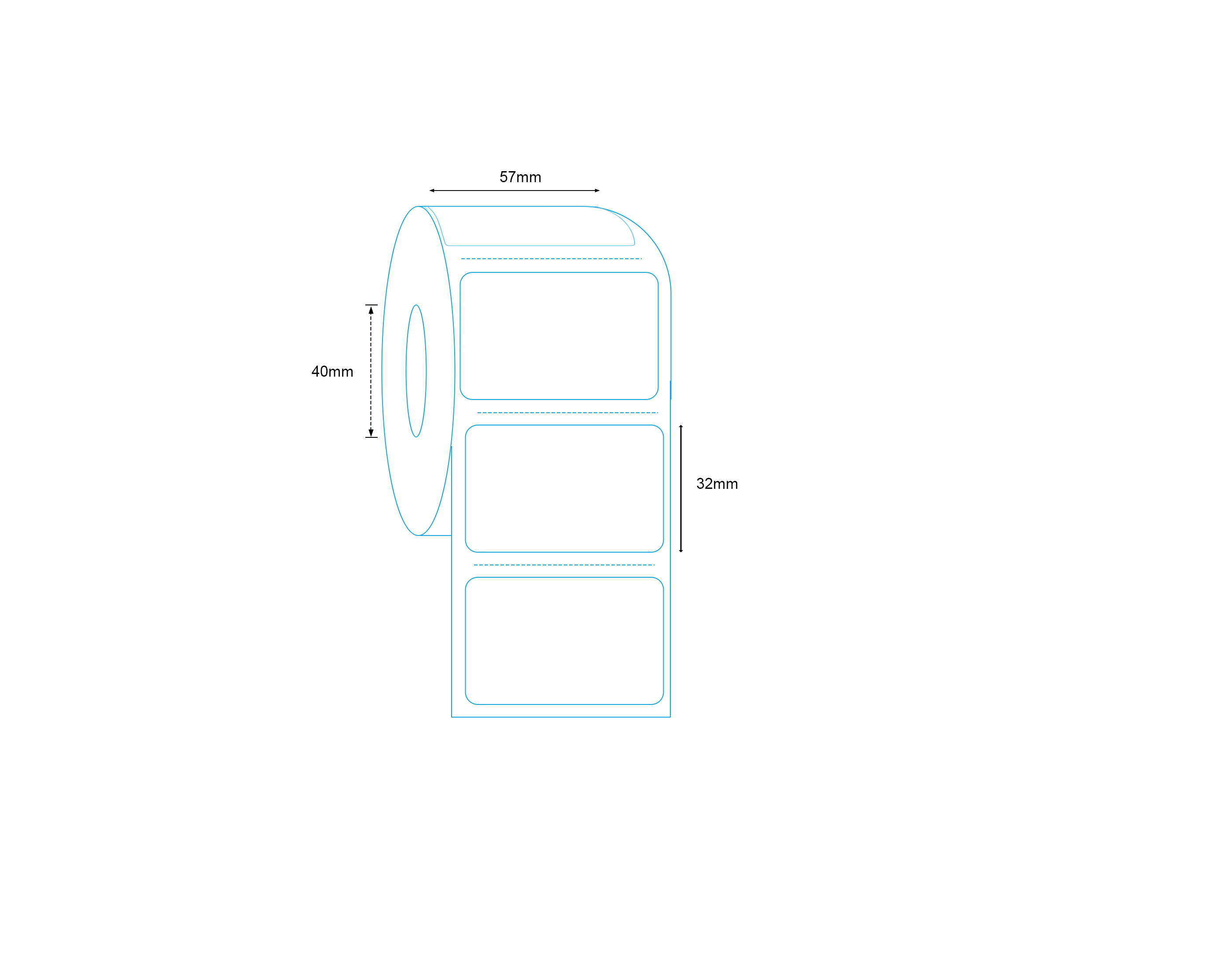 Direct Thermal Label 57 x 32mm 2000 Labels per Roll A218 x 8 Rolls