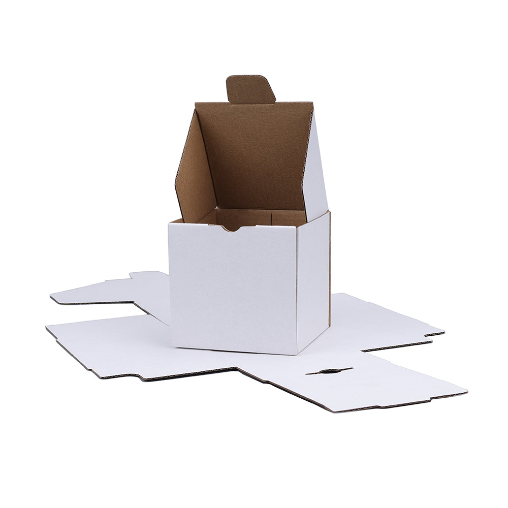 Mailing Box 100 x 100 x 100mm Die cut White / Brown