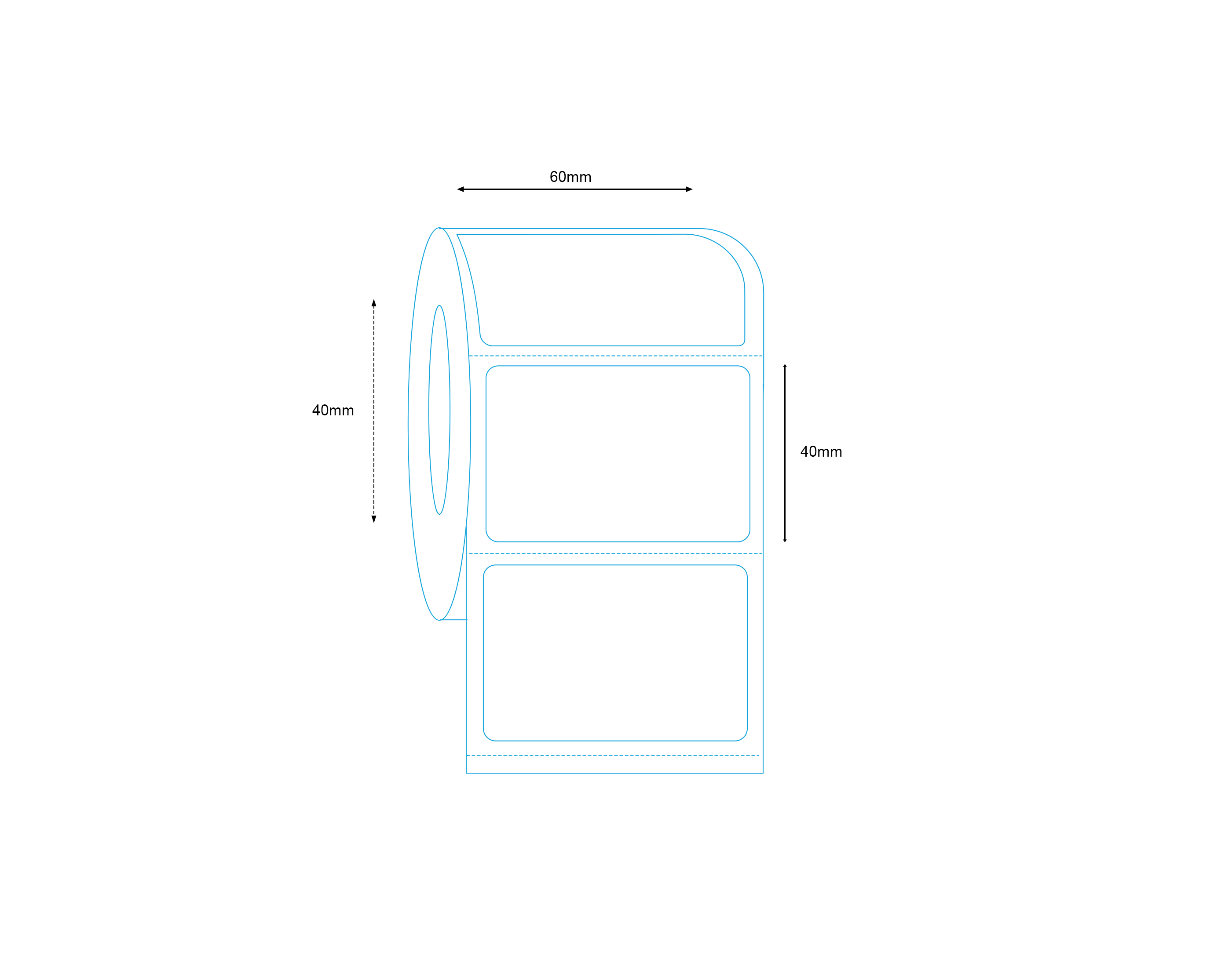 Direct Thermal Label 60mm x 40mm 800 Labels per Roll