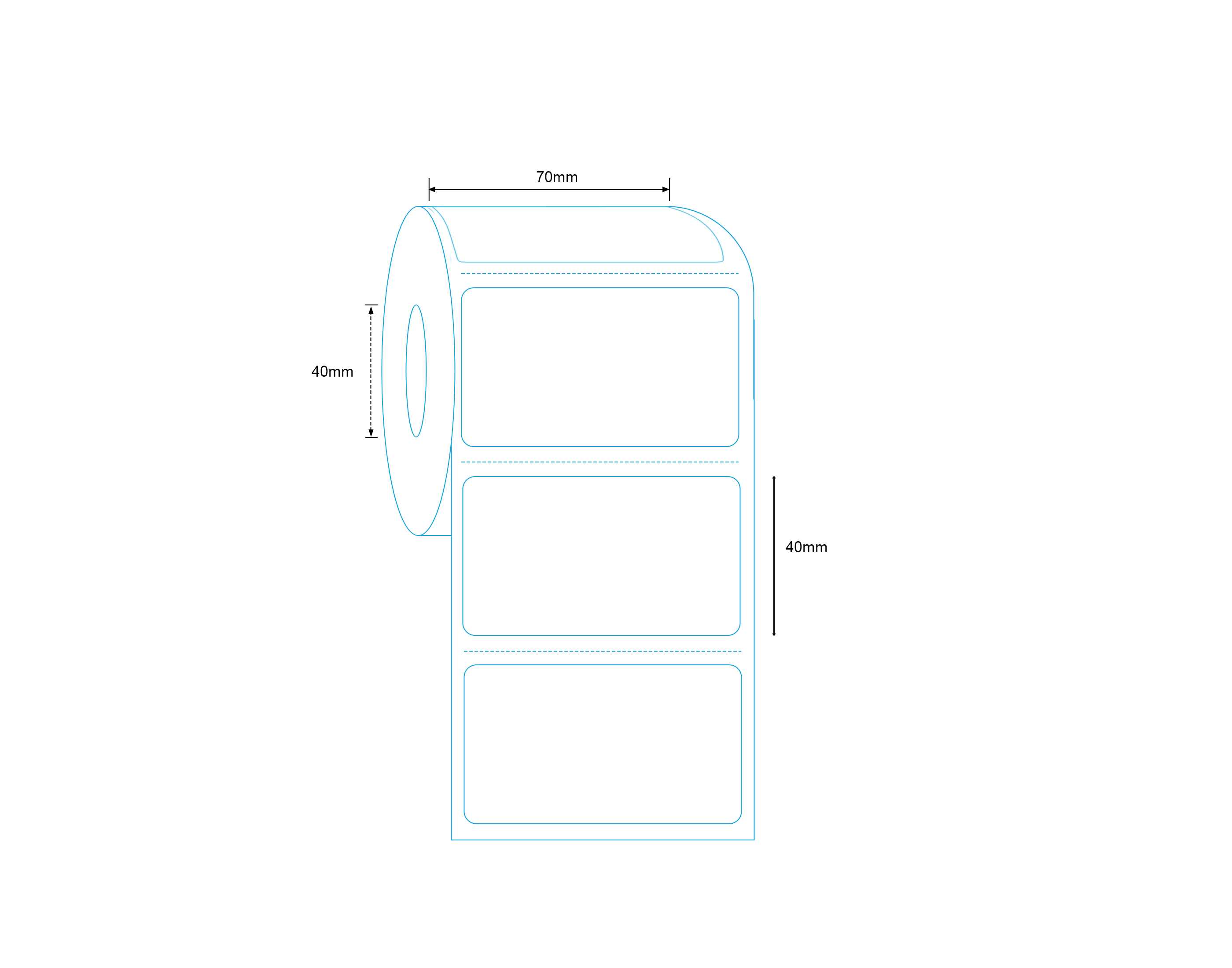 Direct Thermal Label 70mm x 40mm 800 Labels per Roll