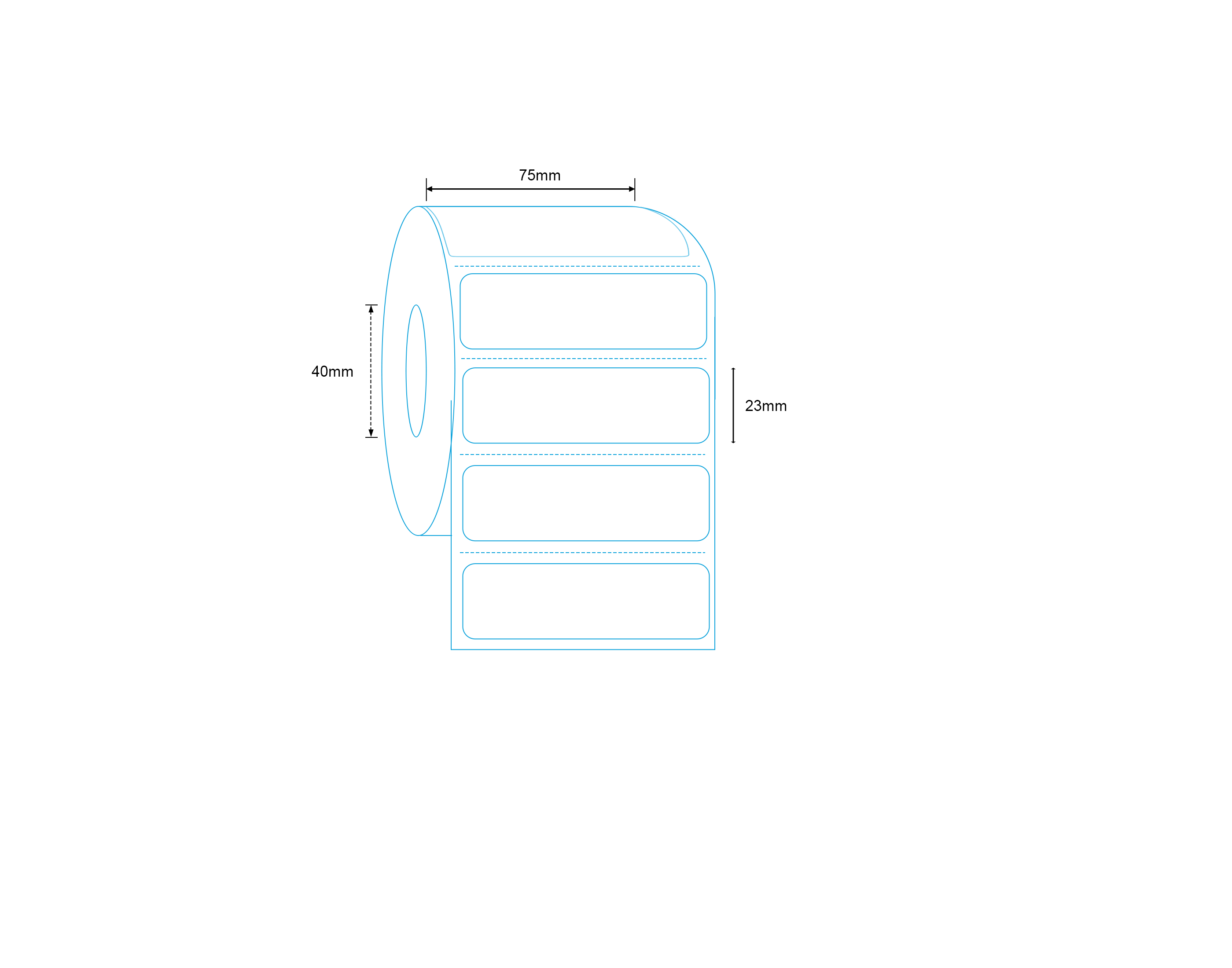 Direct Thermal Label 75 x 23mm 2000 Labels per Roll A217 x 3 Rolls
