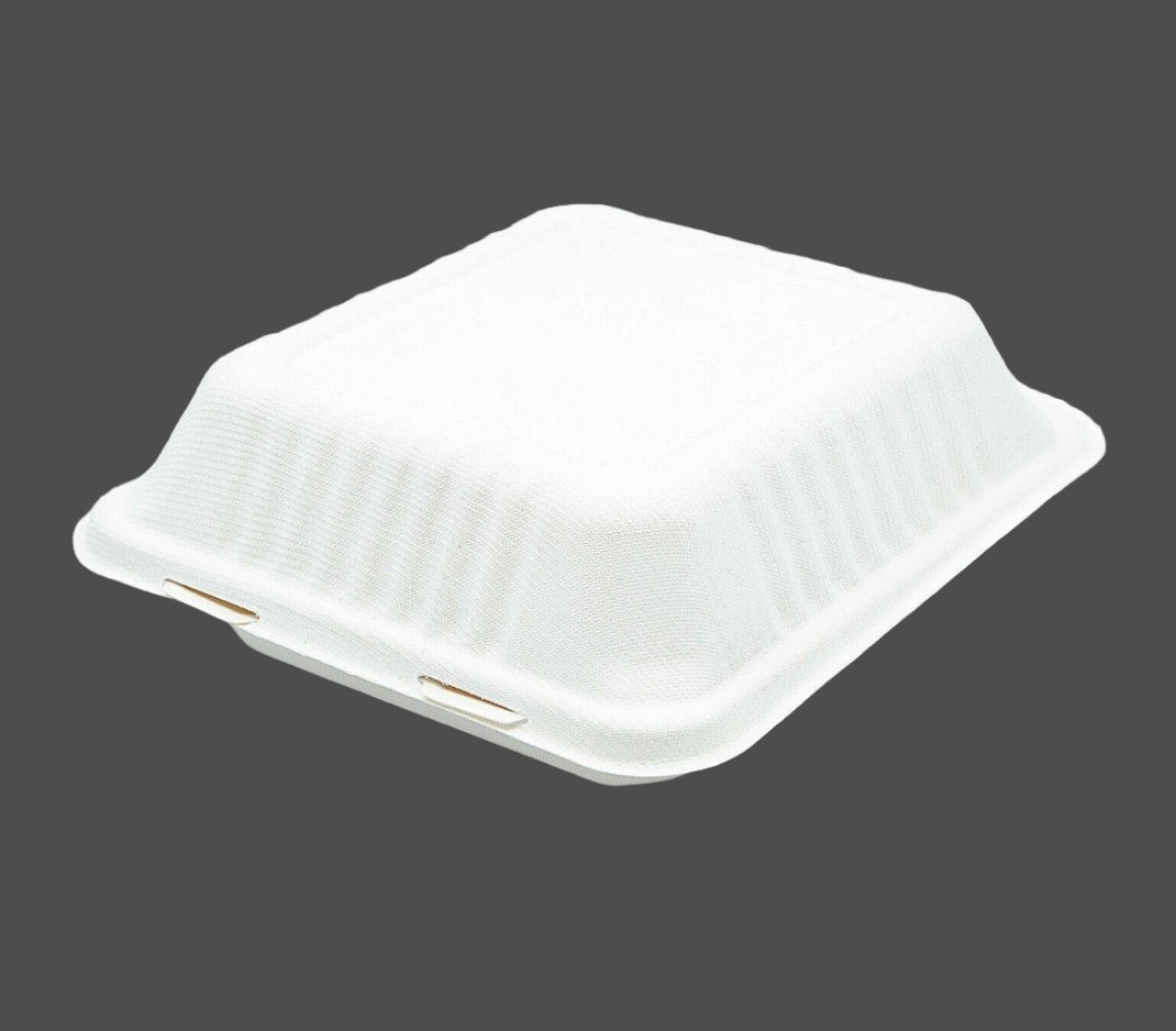 7.8 x 8 x 3" Sugarcane Clamshell Compostable Bagasse Takeaway Containers x200