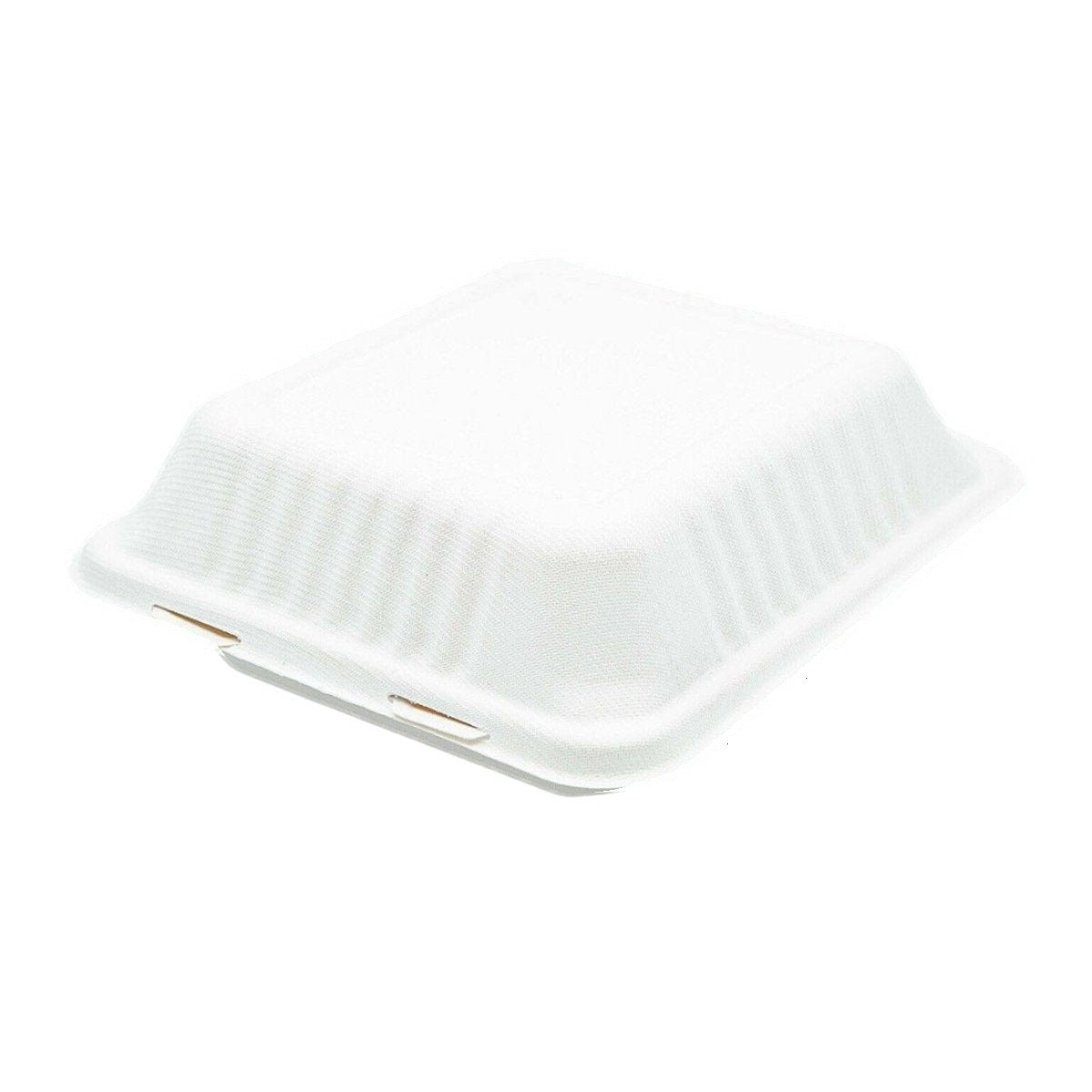 7.8 x 8 x 3" Sugarcane Clamshell Compostable Bagasse Takeaway Containers x200