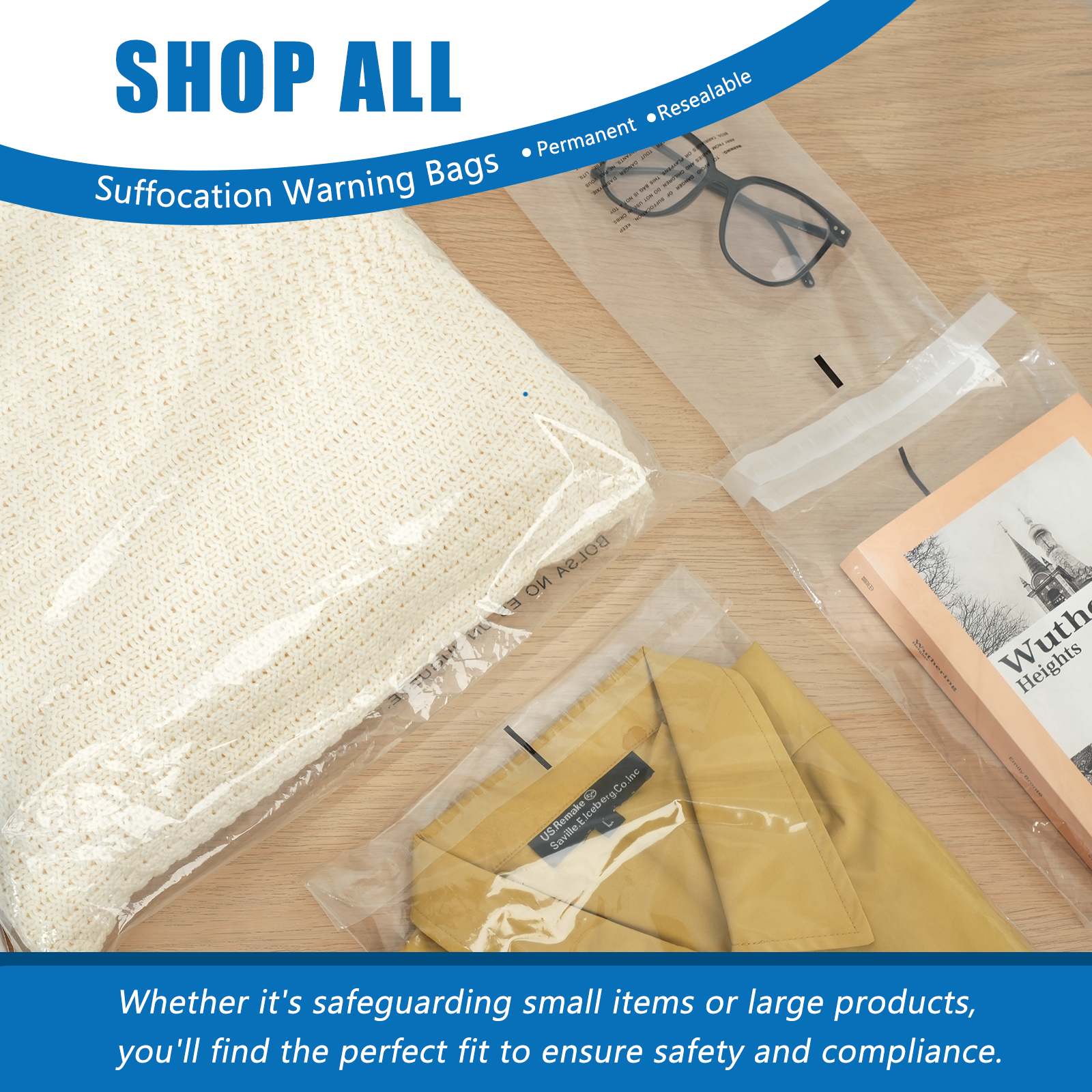 Self Seal Poly Bag 305mm x 381mm Suffocation Warning for Amazon FBA