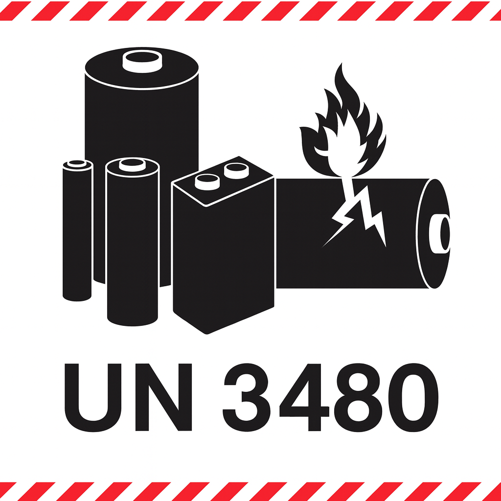 100x100mm Lithium Battery Mark Label UN 3480