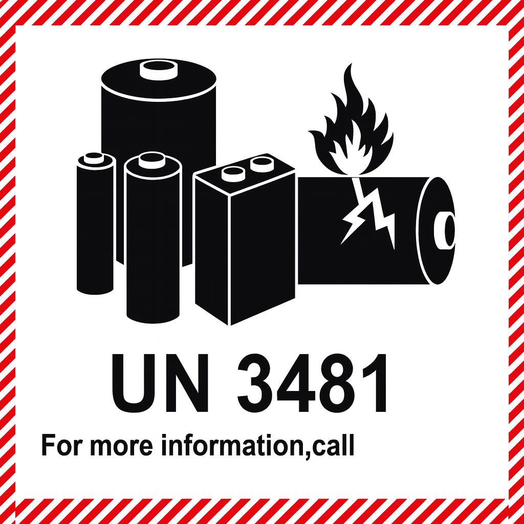 100x100mm Lithium Battery Mark Label UN 3481