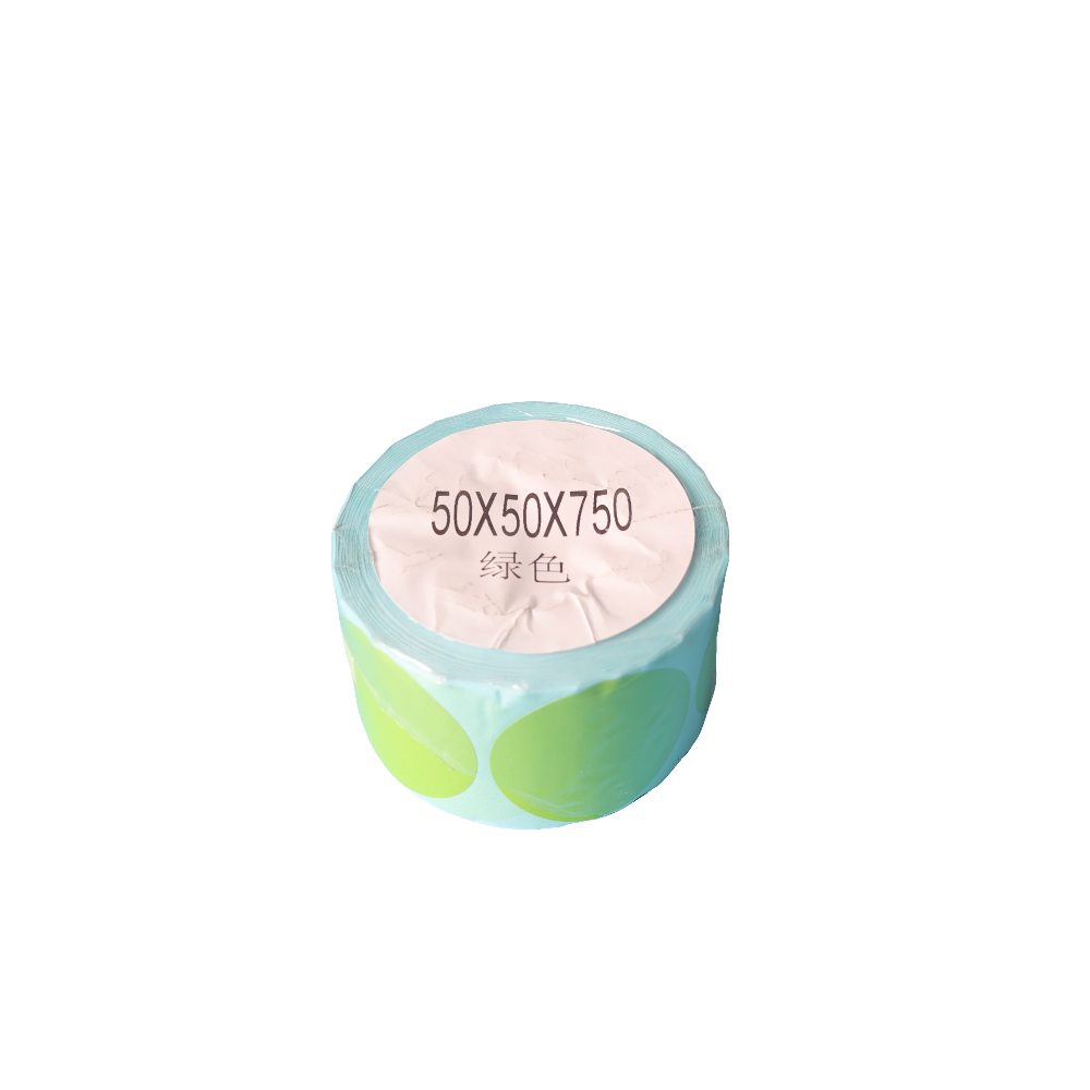 Round Direct Thermal Label 50 x 50mm 750 Green Labels per Roll A260 x 4 Rolls