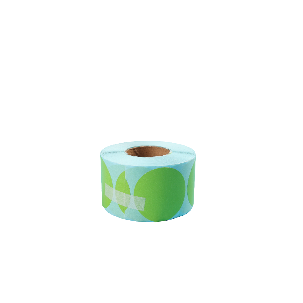 Round Direct Thermal Label 50 x 50mm 750 Green Labels per Roll A260 x 4 Rolls