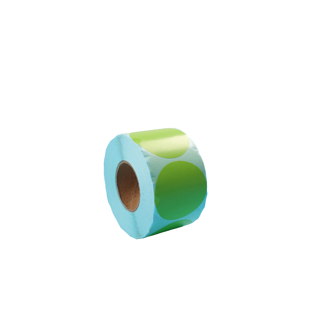 Round Direct Thermal Label 50 x 50mm 750 Green Labels per Roll A260 x 4 Rolls