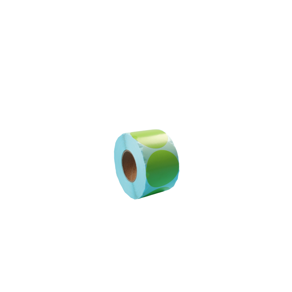 Round Direct Thermal Label 50 x 50mm 750 Green Labels per Roll A260 x 16 Rolls