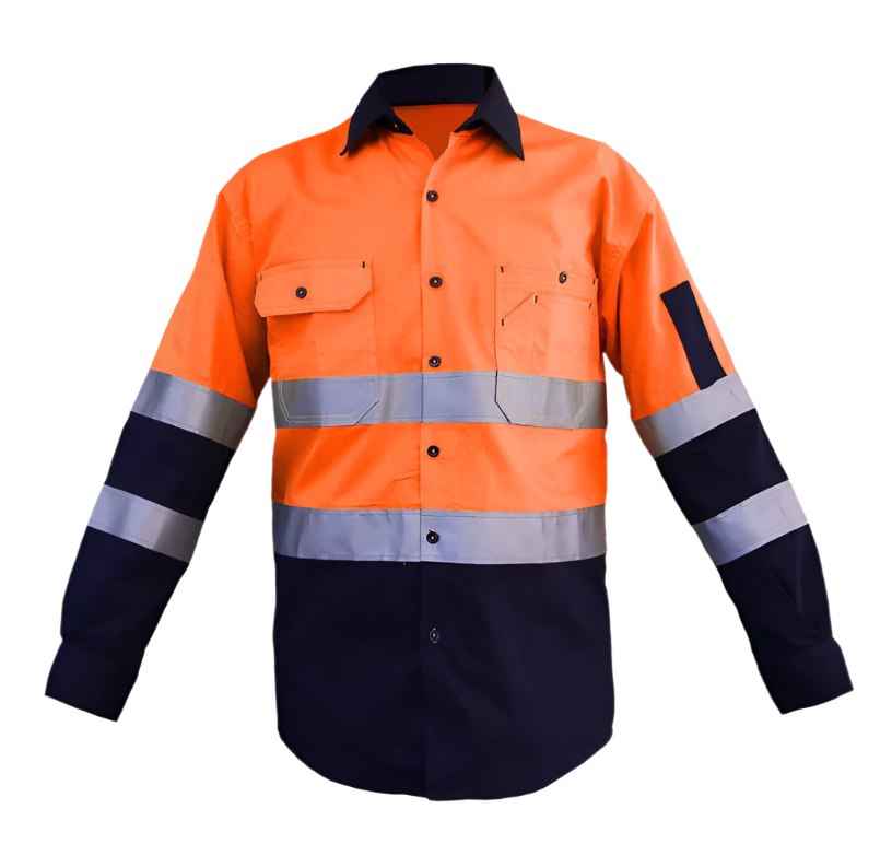 Hi Vis Orange Shirts Reflective Tape, Light Weight Cotton