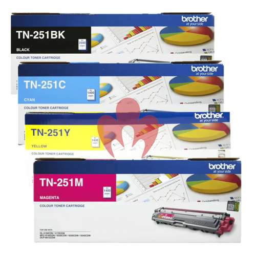 4 Pack Genuine Brother TN-251 Toner Cartridge Set