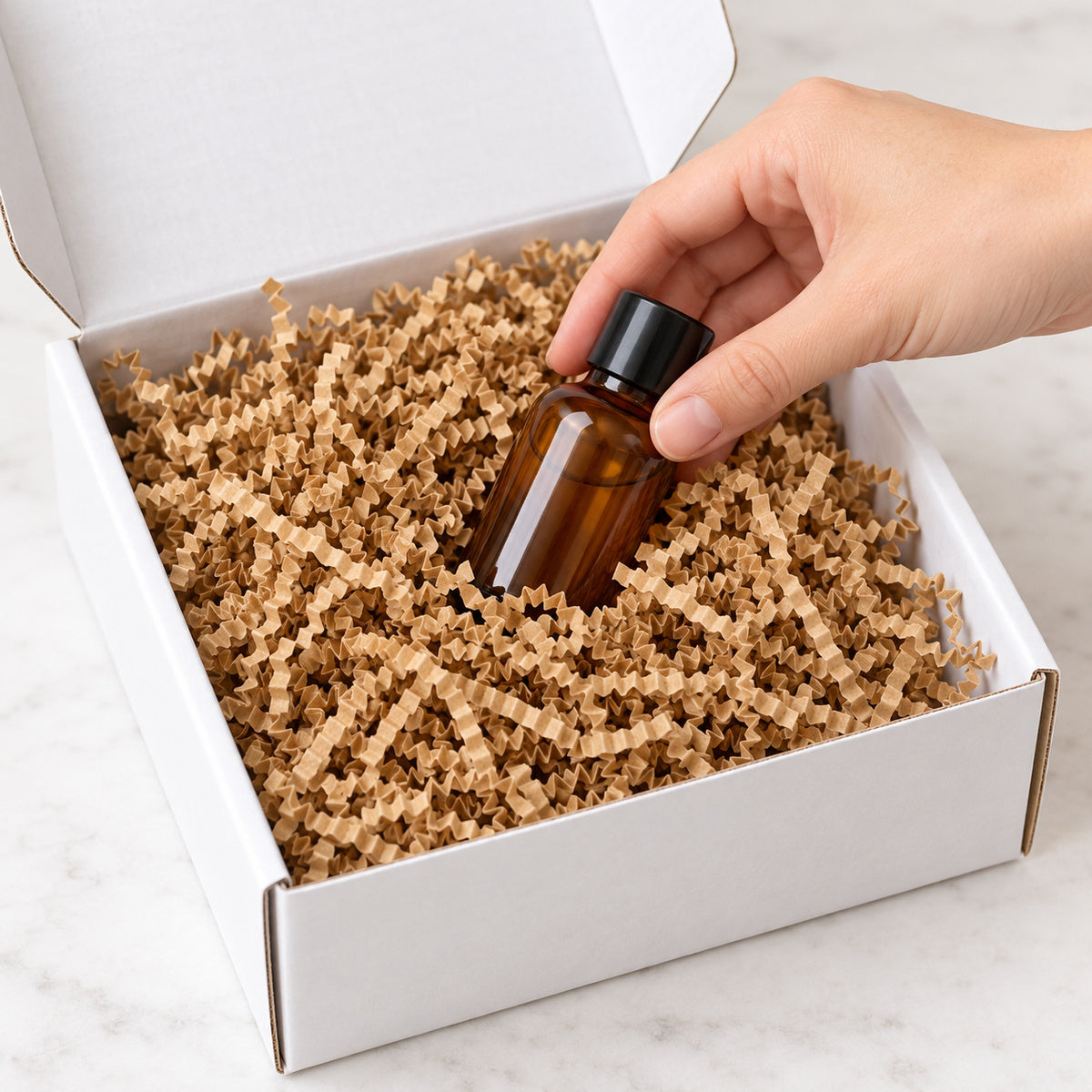 Light Brown shredded paper filler - packing scene