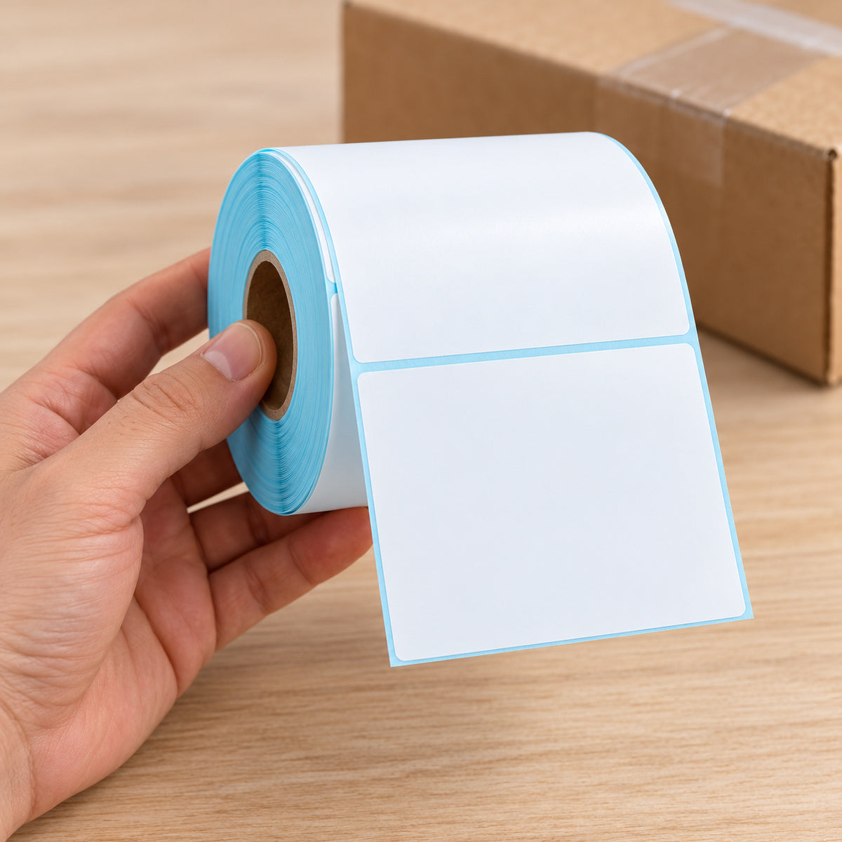 Direct Thermal Label 100mm x 80mm 500 Labels per Roll - handling scene