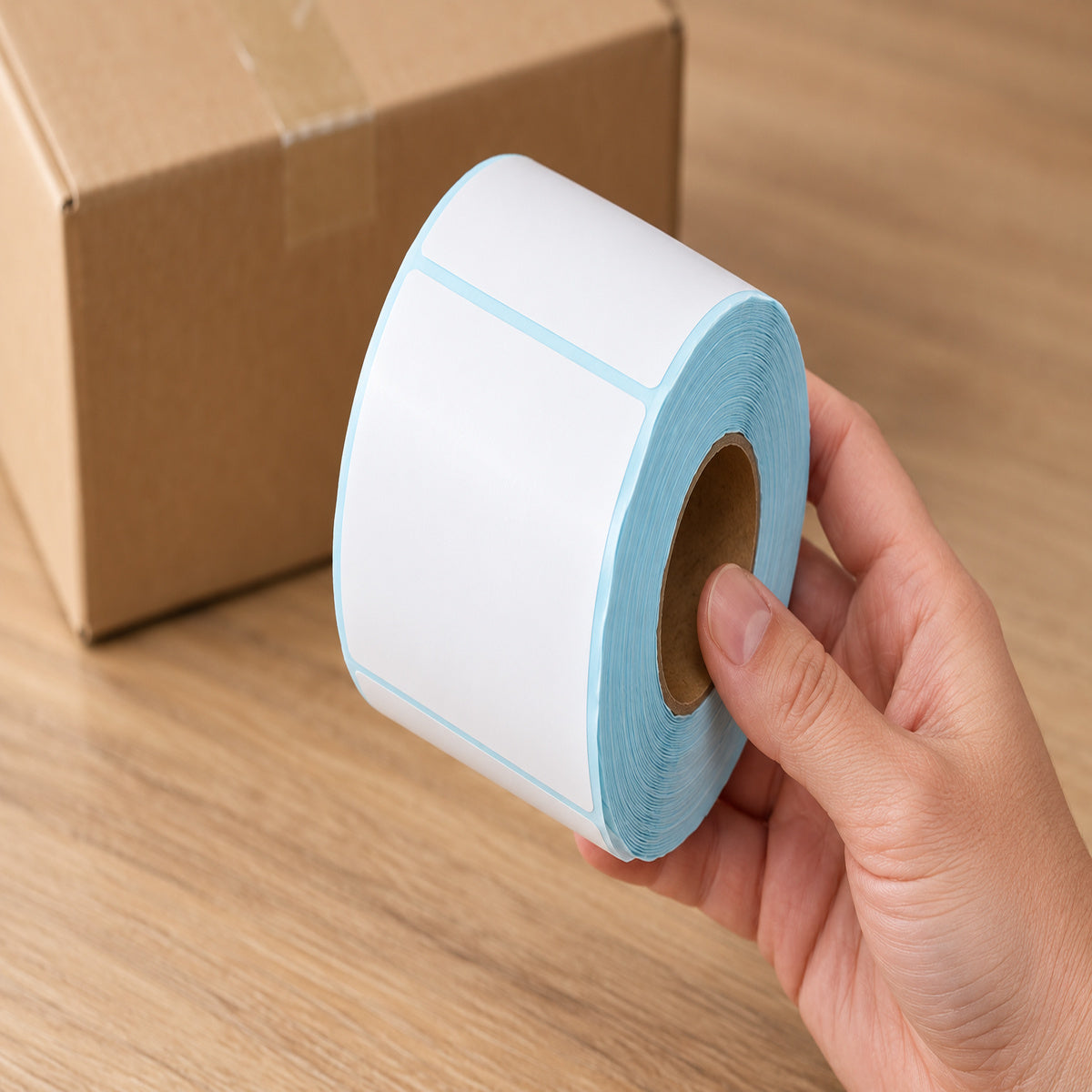 Direct Thermal Labels 100 x 75mm 500 Labels per Roll A213 x 8 Rolls - handling scene