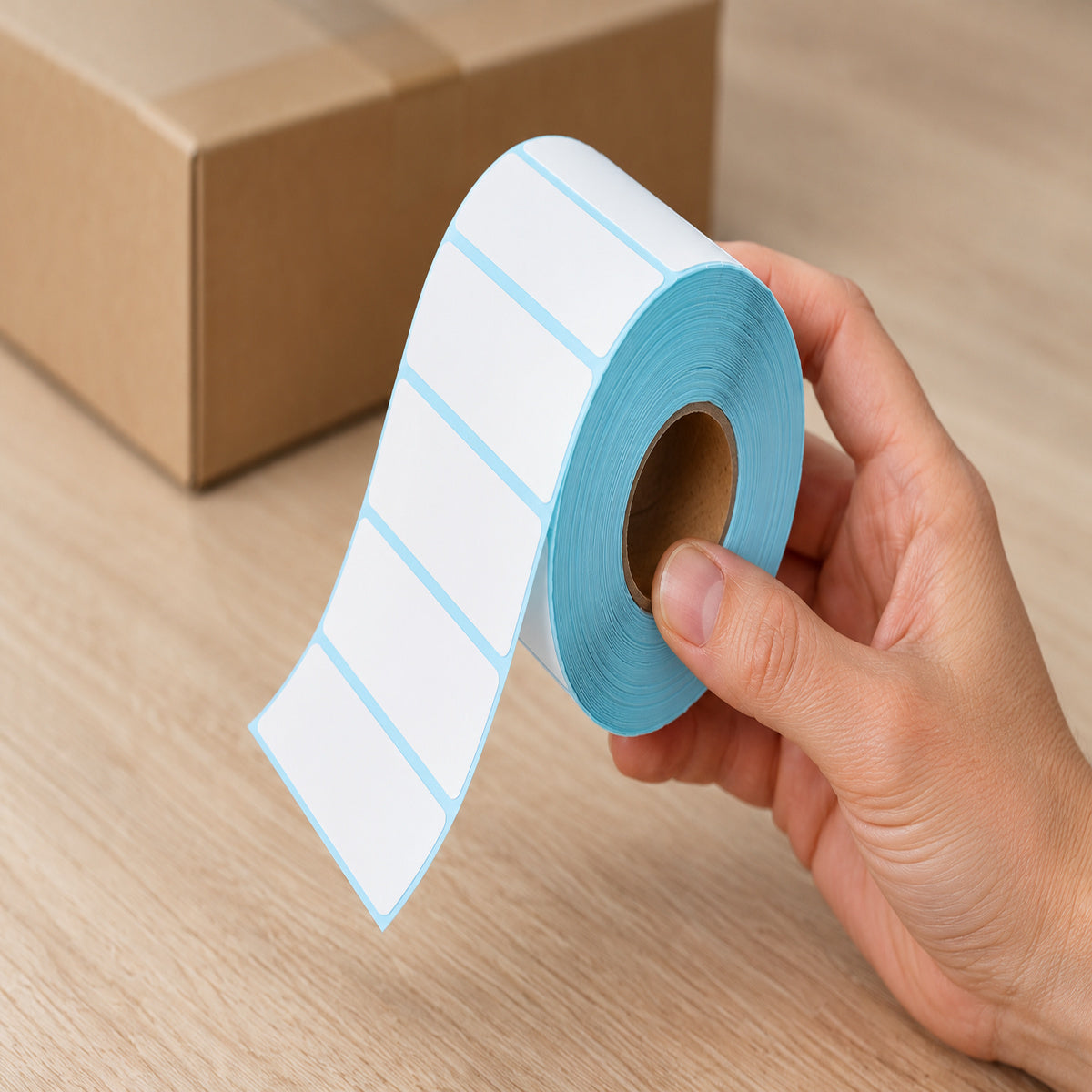 Direct Thermal Label 100 x 25mm 2000 Labels per Roll A215 x 6 Rolls - handling scene