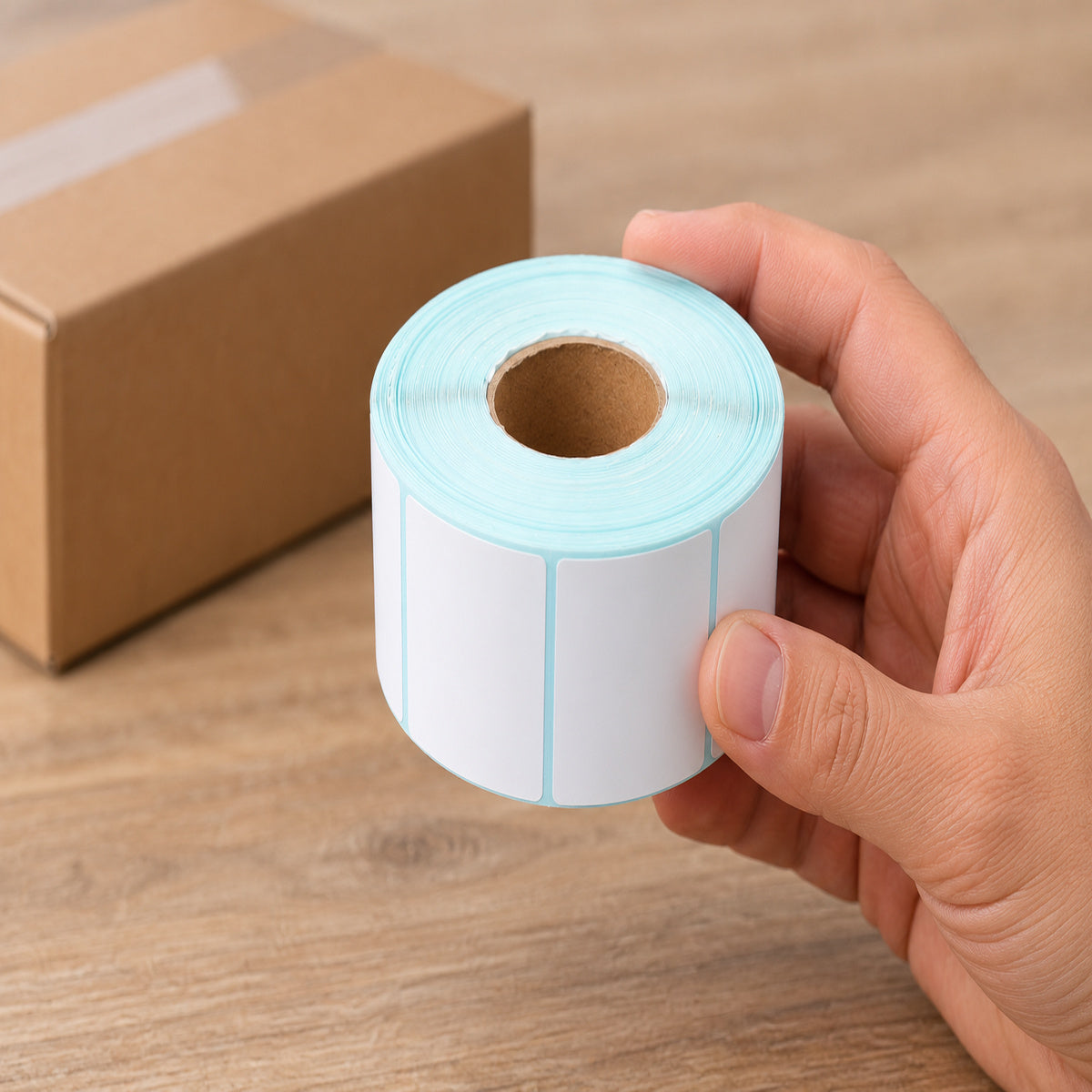 Direct Thermal Label 50 x 35mm 1400 Labels per Roll A220 x 12 Rolls - handling scene