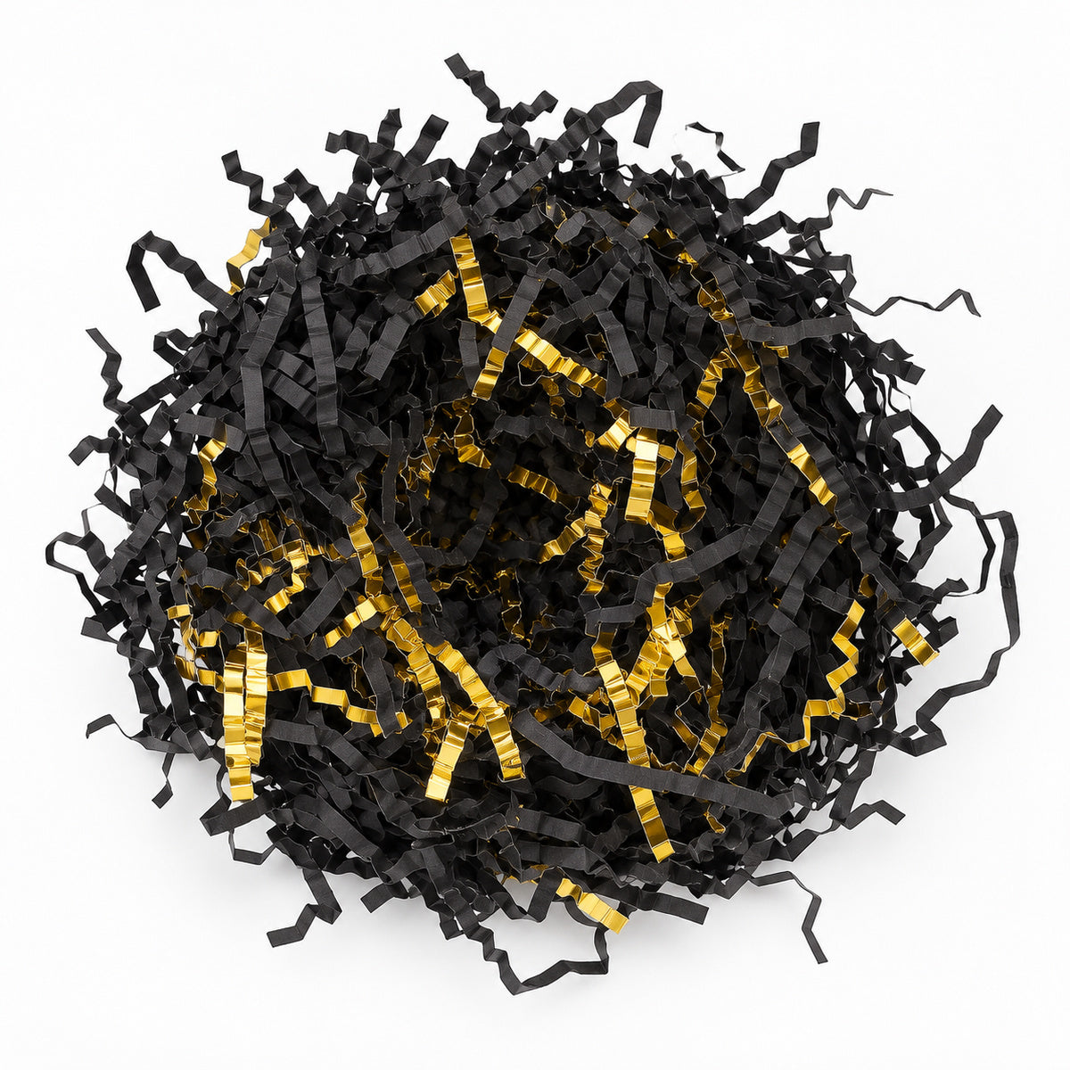 Black and Gold Mix shredded paper filler - overhead