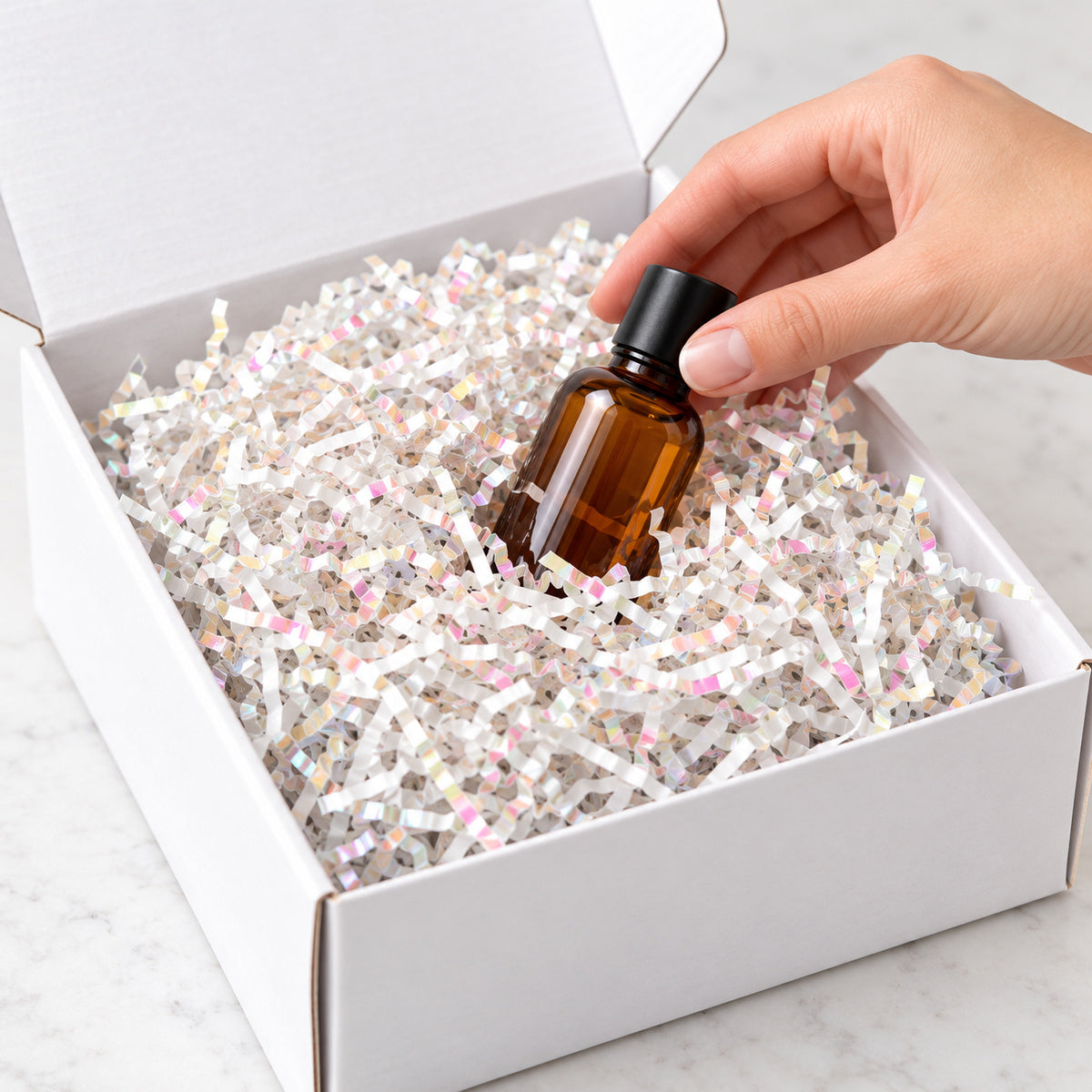 Laser shredded paper filler - packing scene
