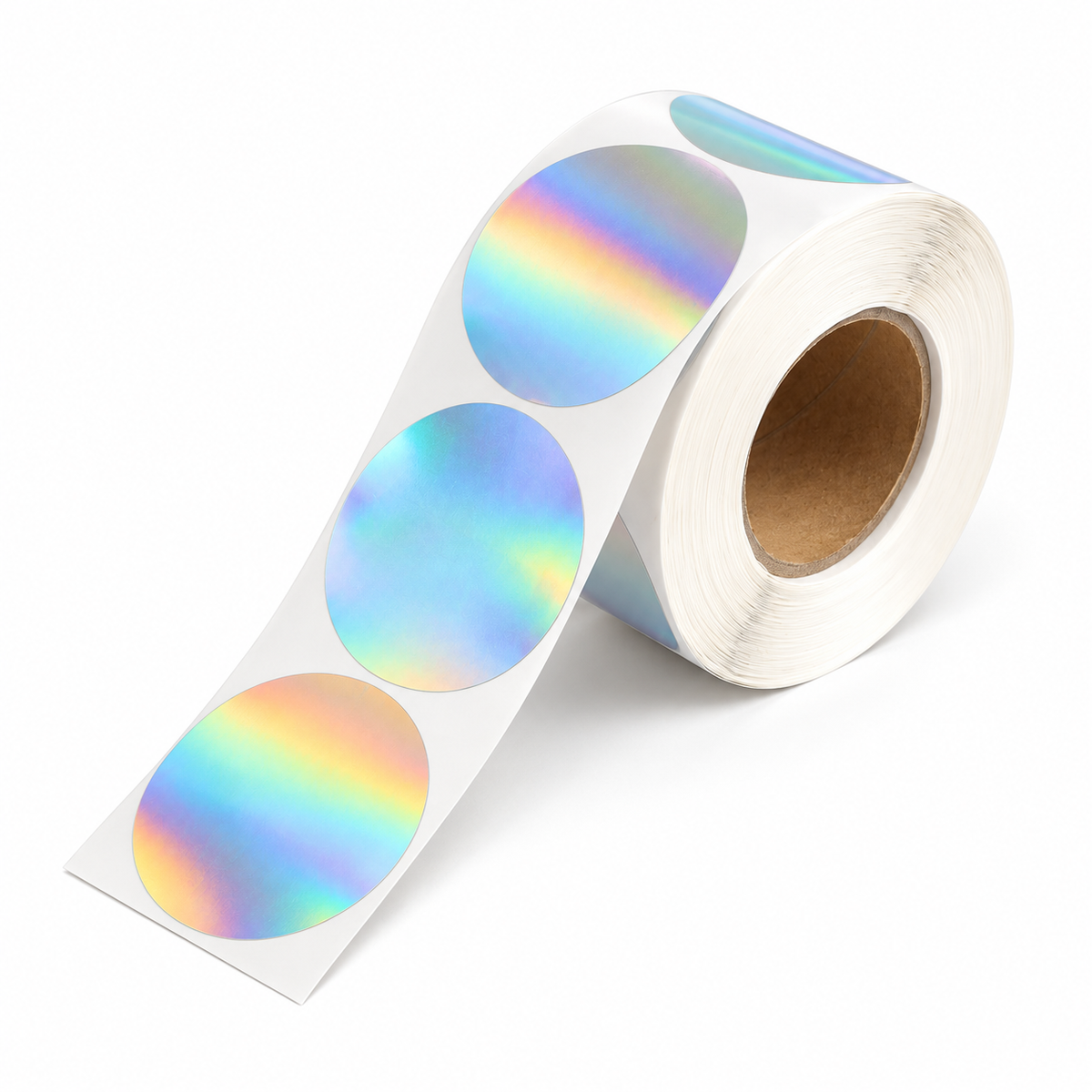 Single roll of blank 50 mm holographic round direct thermal labels