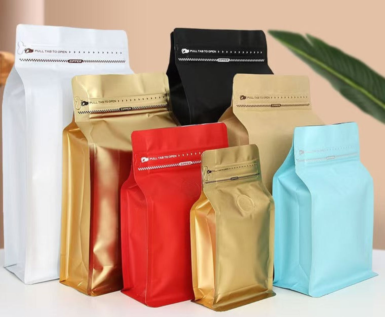 100pcs Coffee Bags with Valve 130x200mm Gold M356