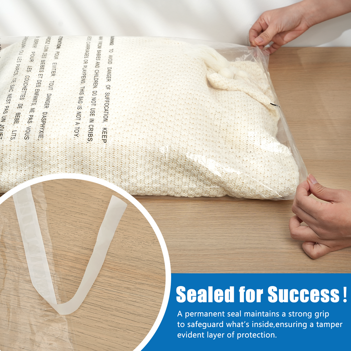 FBA Clear Self Seal Poly Bag Suffocation Warning