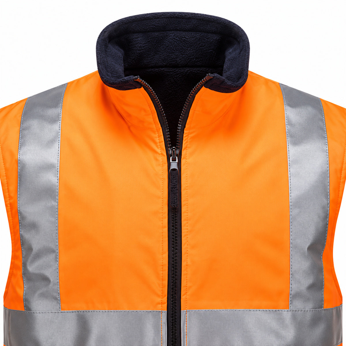 Hi-Vis Reversible Vest - collar zip detail