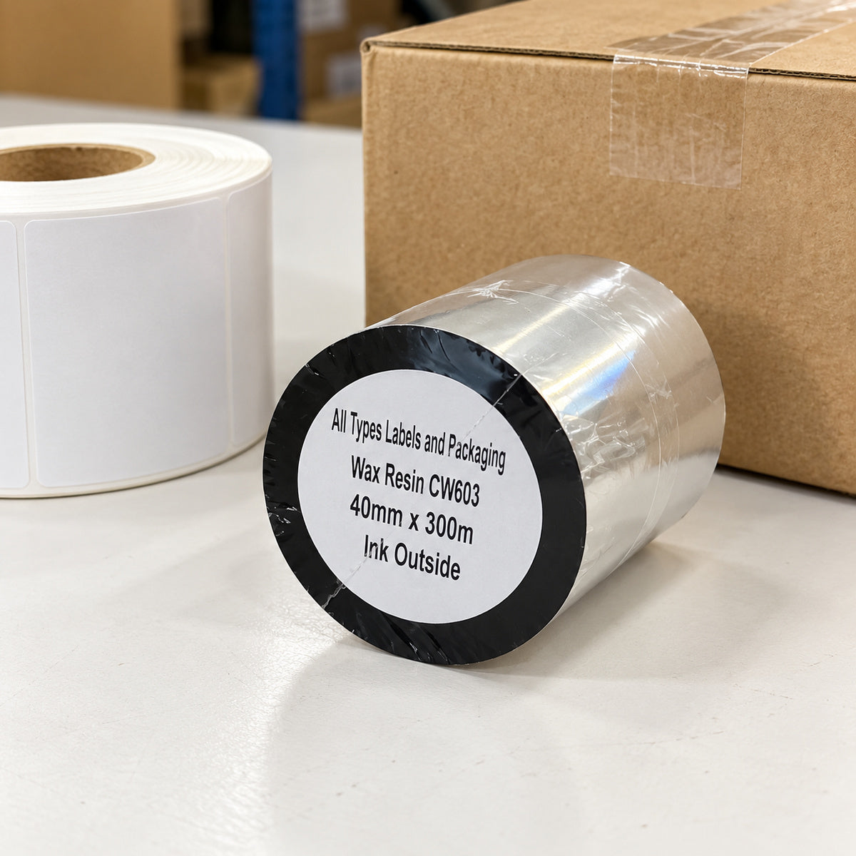 Thermal Printing Ribbon - 40mm x 300m - desk scene