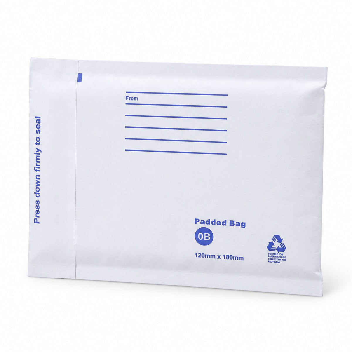 White kraft padded envelope 120 x 180mm printed - main
