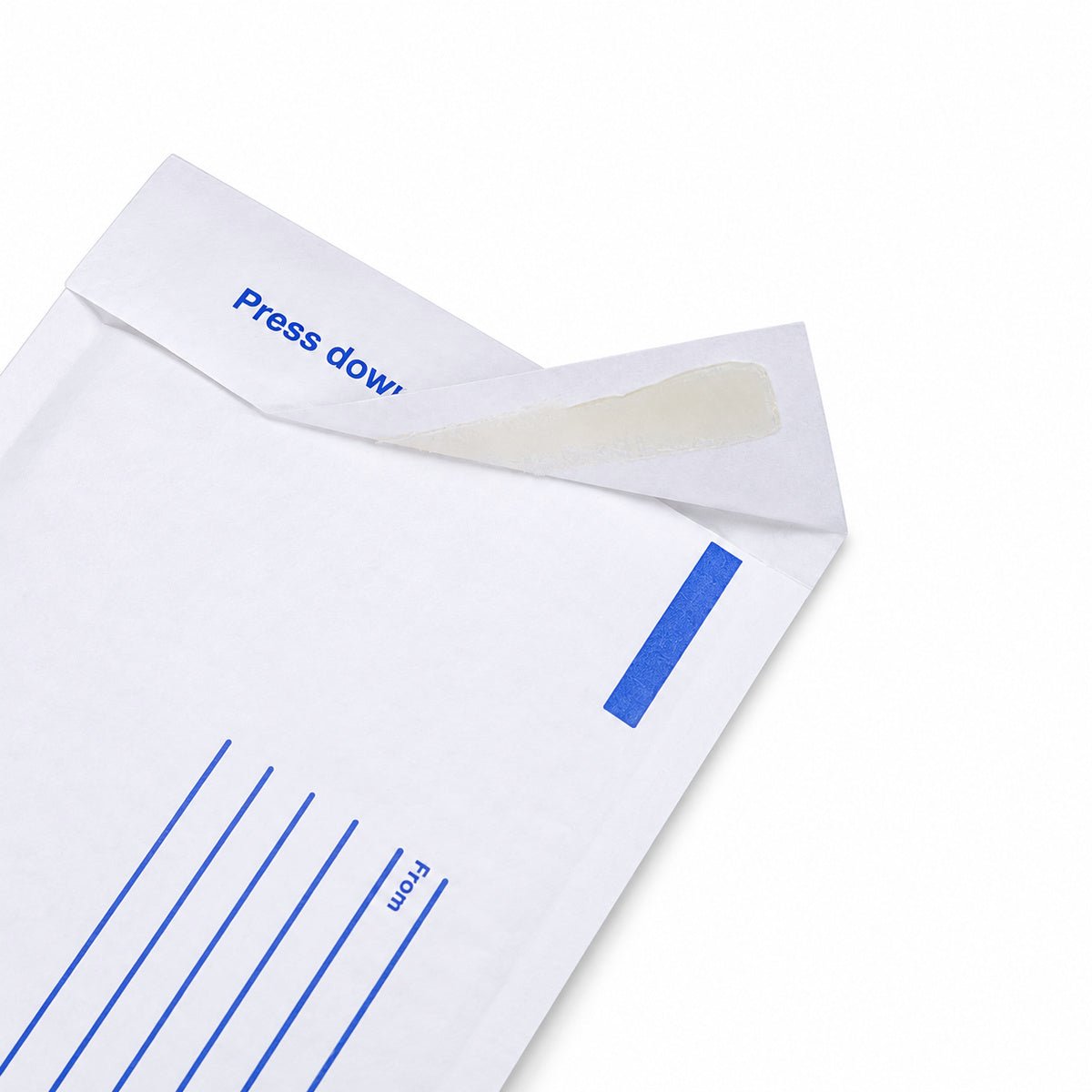 White kraft padded envelope 120 x 180mm printed - open