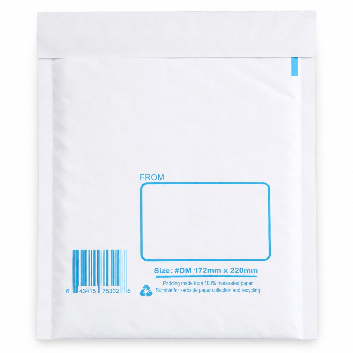 White kraft padded envelope 172 x 220mm printed - reverse