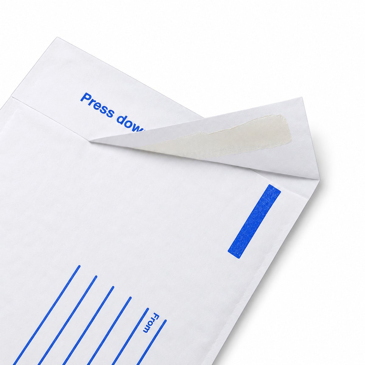 White kraft padded envelope 215 x 280mm printed - open