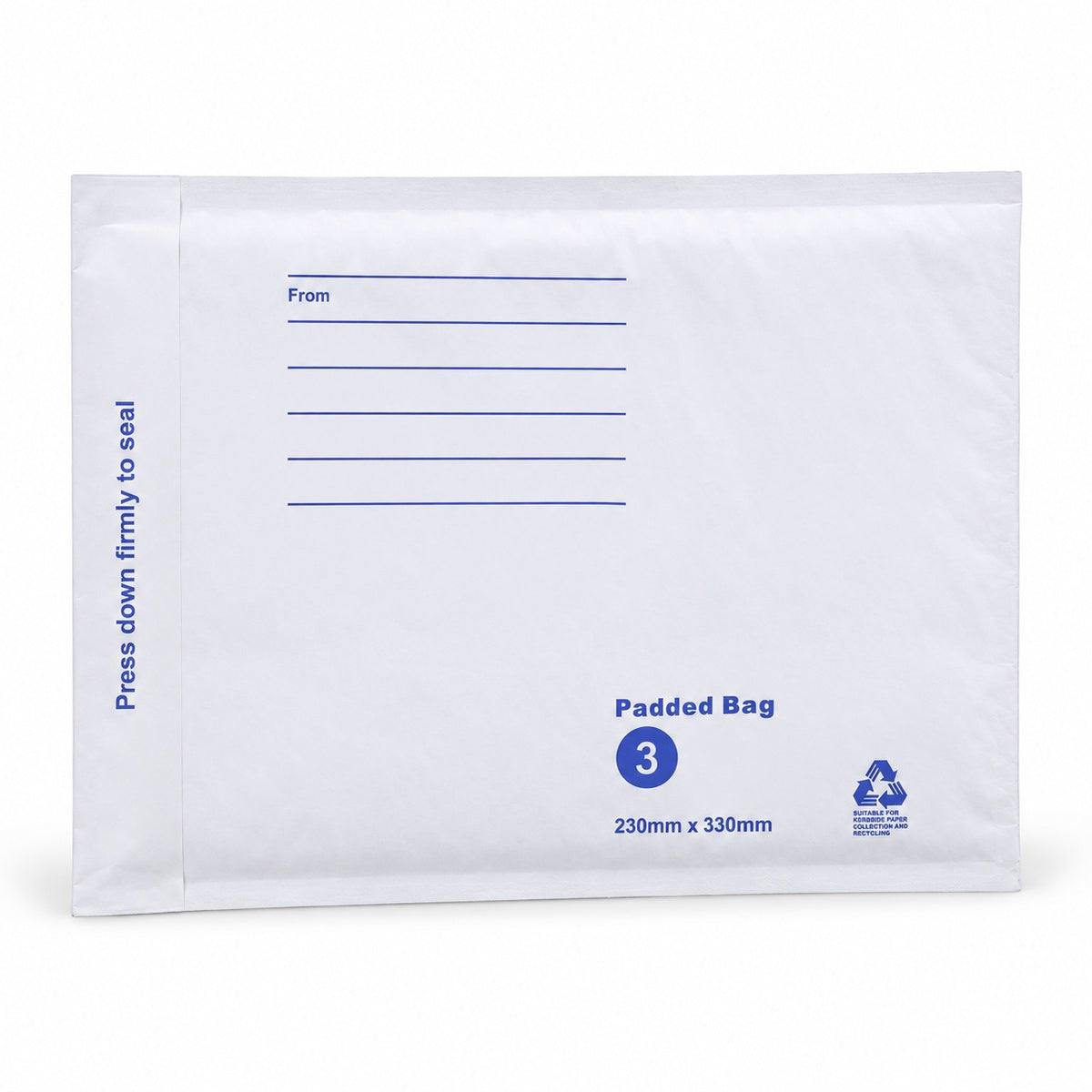 White kraft padded envelope 230 x 330mm printed - main