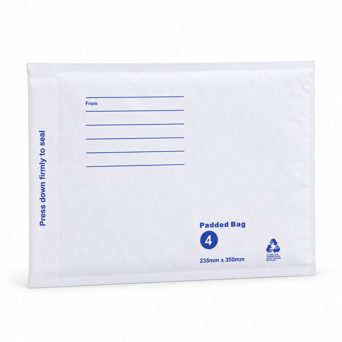 White kraft padded envelope 235 x 350mm printed - main