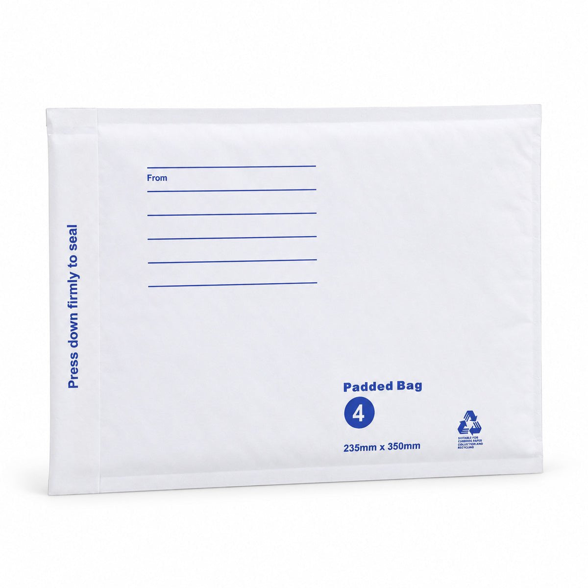 White kraft padded envelope 235 x 350mm printed - main
