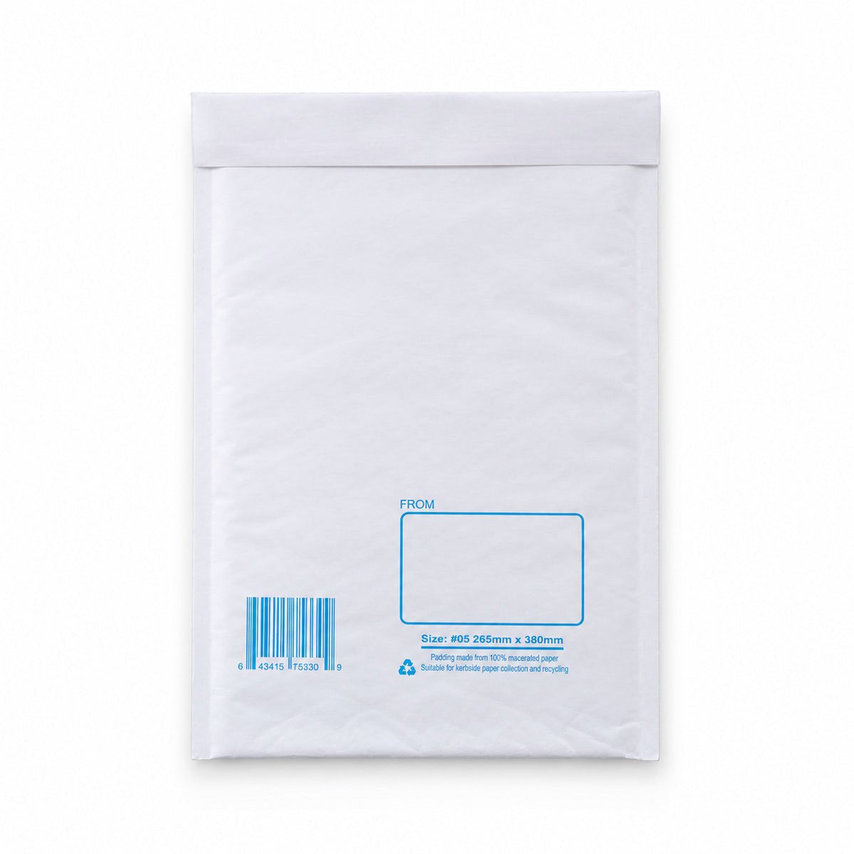 White kraft padded envelope 260 x 380mm printed - reverse
