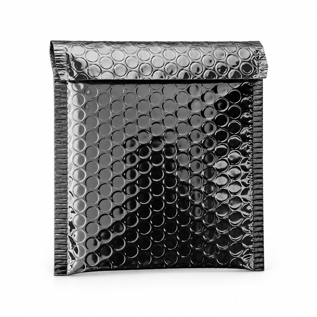 Glossy Black metallic bubble mailer 130 x 130mm - 01-main