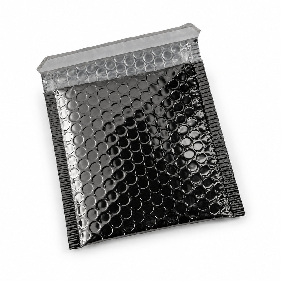 Premium Metallic Bubble Mailer 000 130 x 130mm Glossy Black M123
