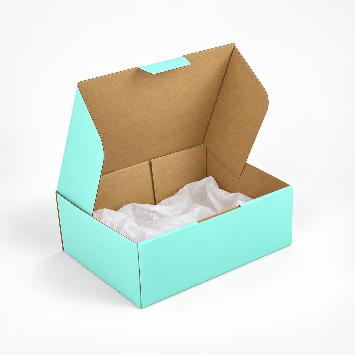 B325 310 x 230 x 105mm mint blue diecut mailing box – packing example