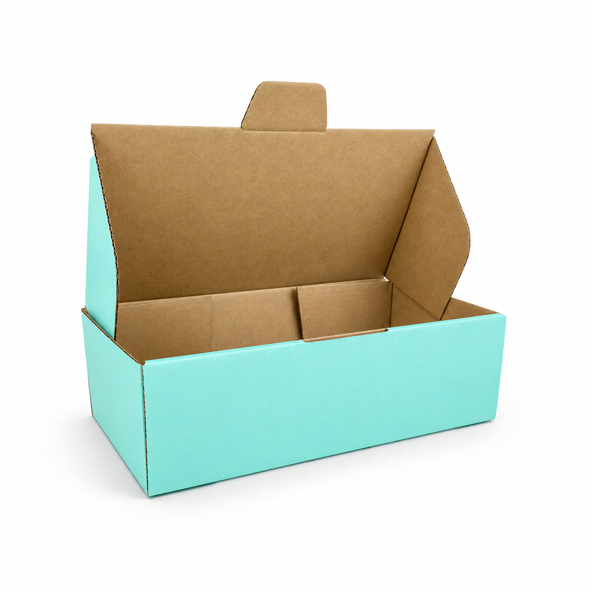 B331 240 x 125 x 75mm mint blue diecut mailing box – open interior