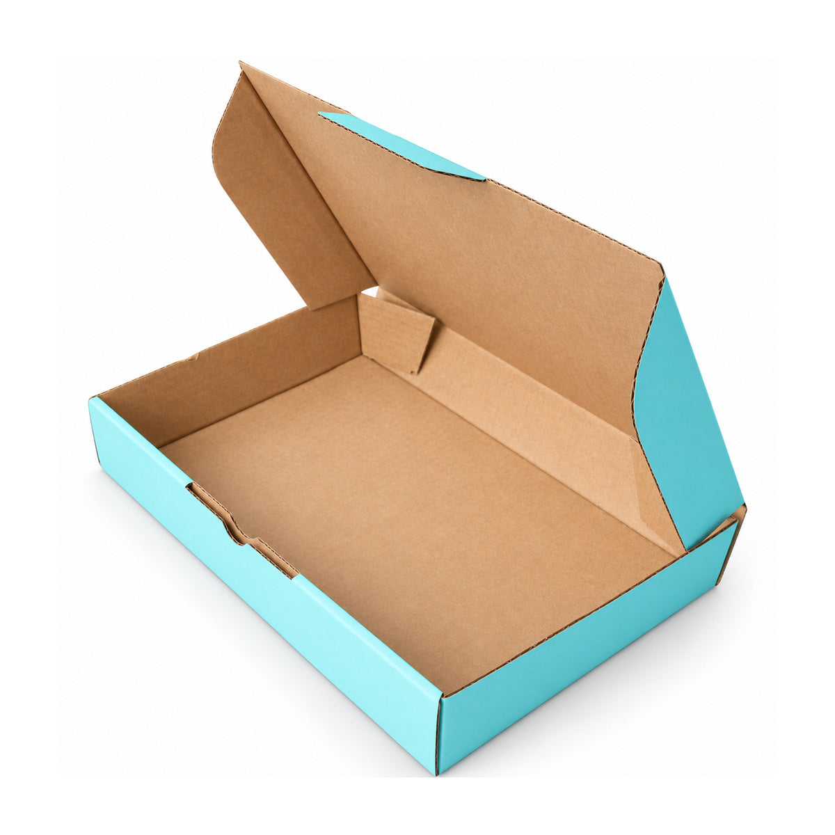 B332 220 x 145 x 35mm mint blue diecut mailing box – open interior